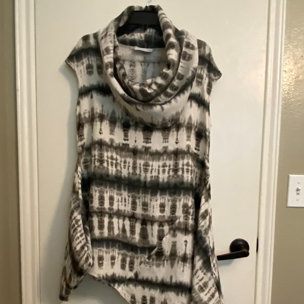 Bryn Walker Noa Cowl Drape Neck Cap Sleeve Asymmetric Linen Tunic Size XS